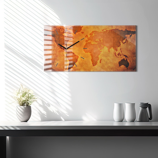 Horizontálne hodiny Veľká mapa sveta