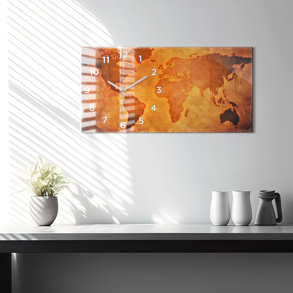 Horizontálne hodiny Veľká mapa sveta