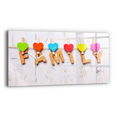 Horizontálne hodiny Rodinný nápis