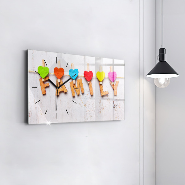 Horizontálne hodiny Rodinný nápis