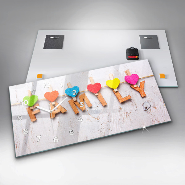 Horizontálne hodiny Rodinný nápis