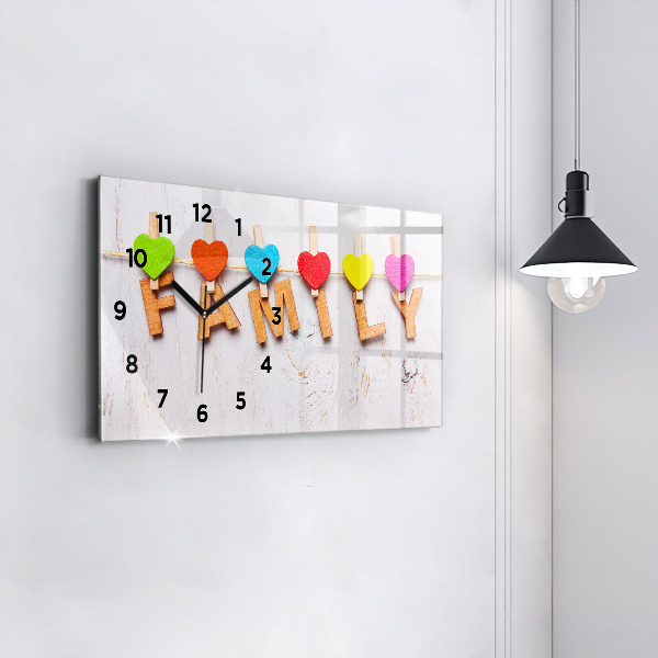 Horizontálne hodiny Rodinný nápis