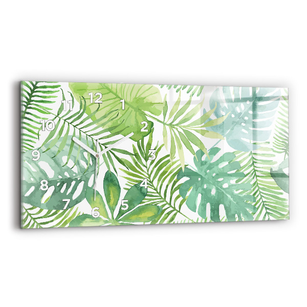 Horizontálne hodiny Zelené listy