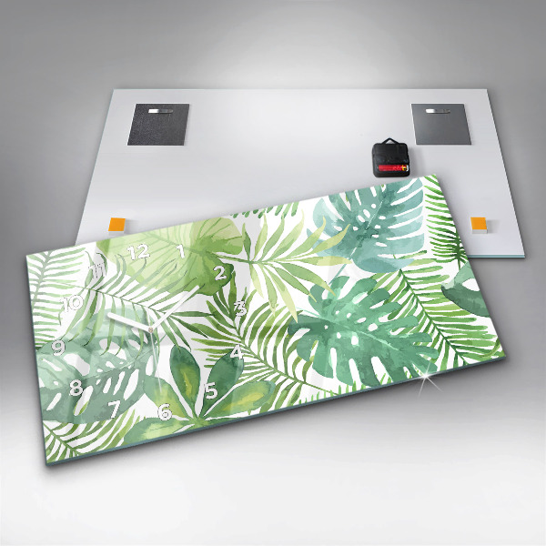 Horizontálne hodiny Zelené listy