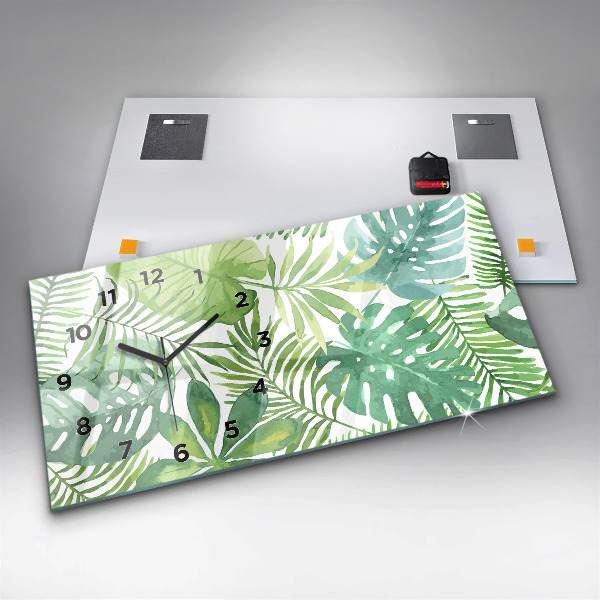 Horizontálne hodiny Zelené listy