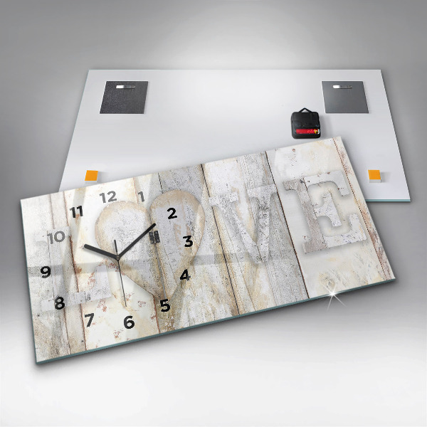 Horizontálne hodiny Nápis láska