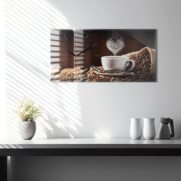 Horizontálne hodiny Šálka kávy