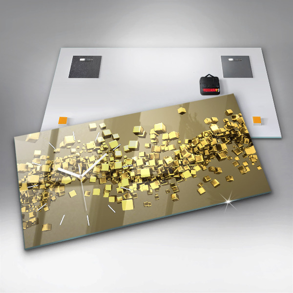 Horizontálne hodiny Zlaté štvorčeky