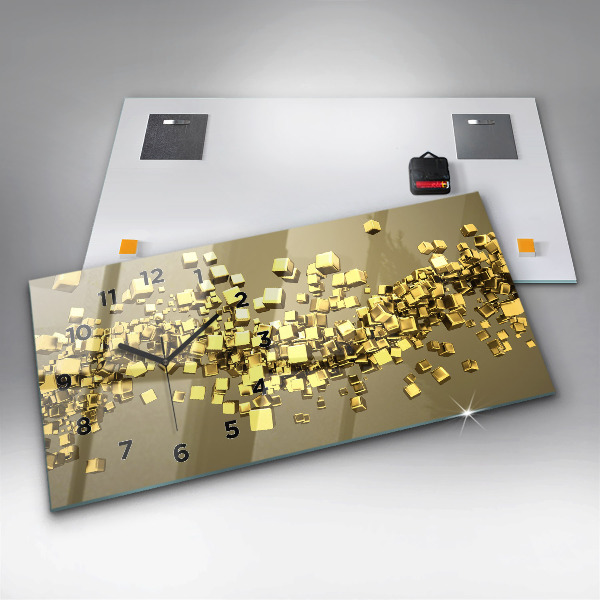 Horizontálne hodiny Zlaté štvorčeky