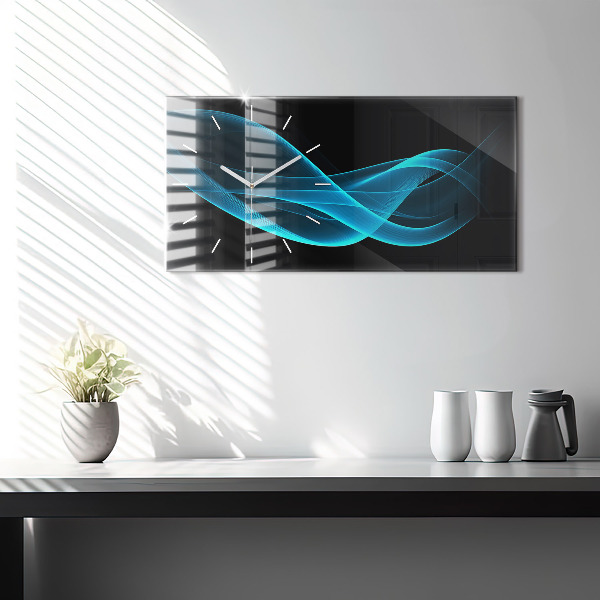 Horizontálne hodiny Modrá abstrakcia