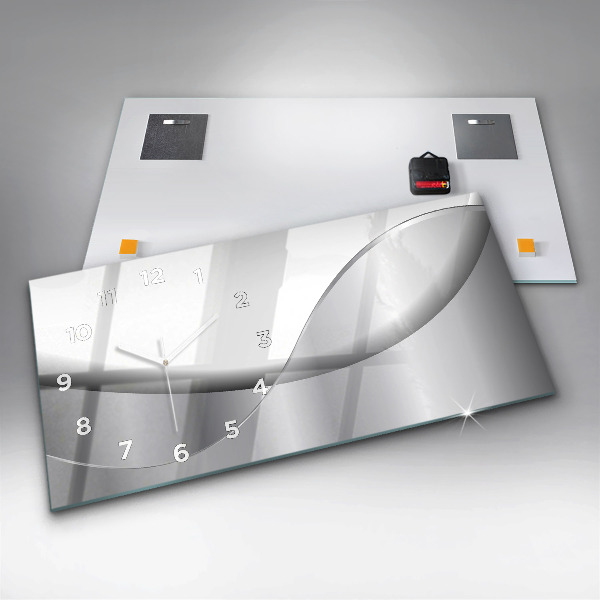 Horizontálne hodiny Strieborná abstrakcia