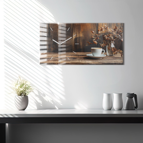 Horizontálne hodiny Šálka kávy