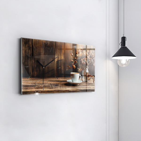 Horizontálne hodiny Šálka kávy