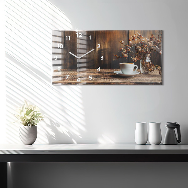 Horizontálne hodiny Šálka kávy