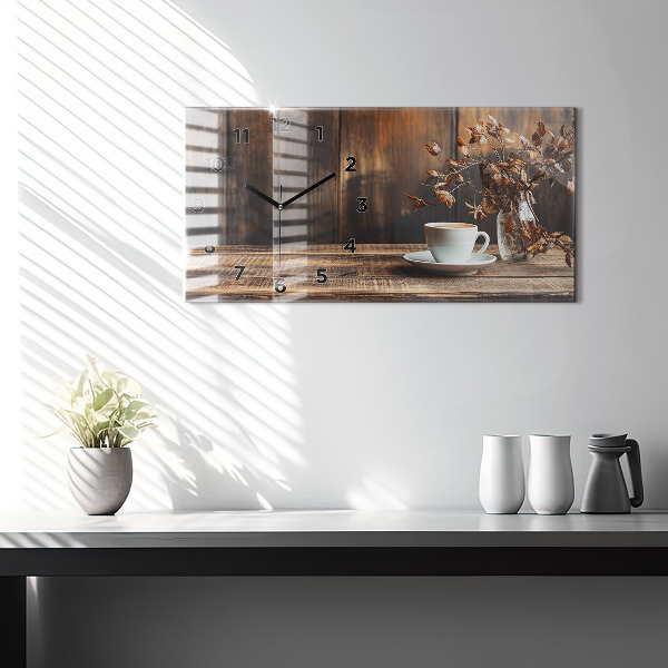 Horizontálne hodiny Šálka kávy