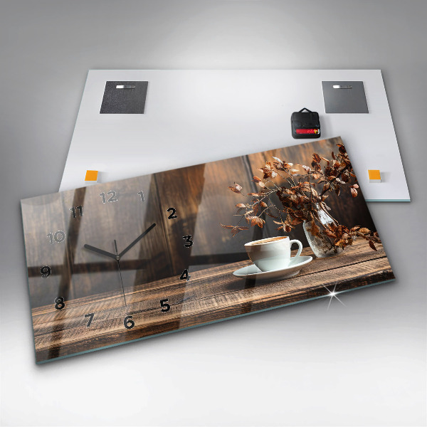 Horizontálne hodiny Šálka kávy