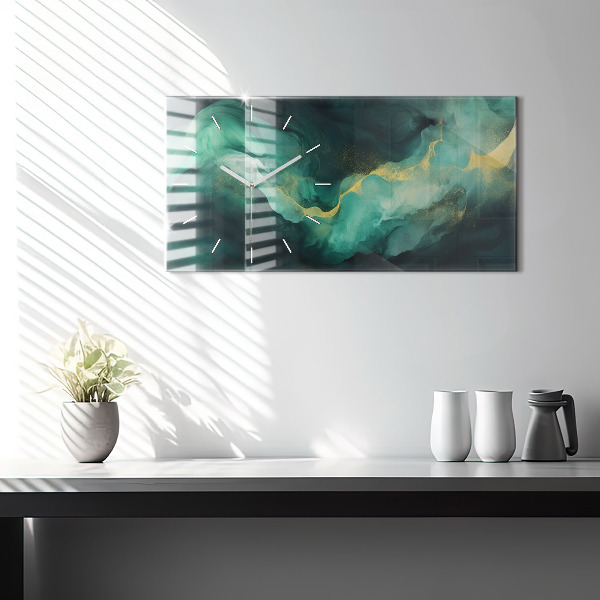 Horizontálne hodiny Zelený mramor
