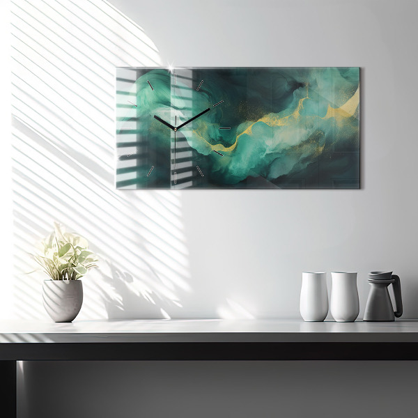 Horizontálne hodiny Zelený mramor
