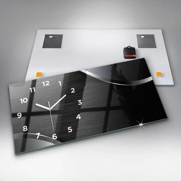 Horizontálne hodiny Čierne a strieborné čiary
