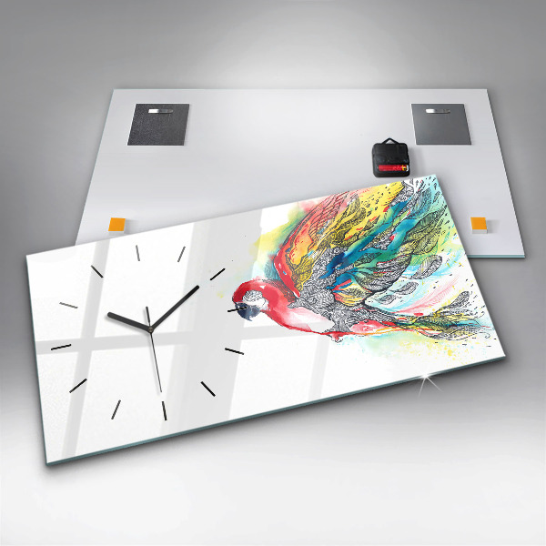Horizontálne hodiny Farebný papagáj v lete