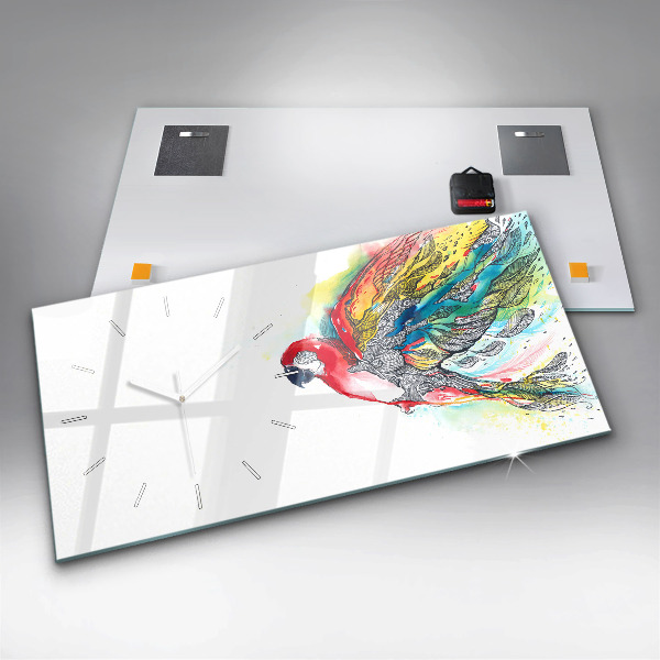 Horizontálne hodiny Farebný papagáj v lete