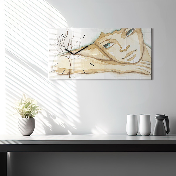 Horizontálne hodiny Portrét ženy