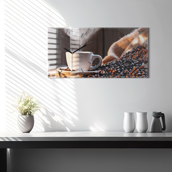 Horizontálne hodiny Šálka kávy