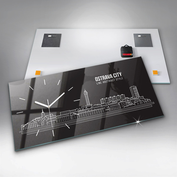 Horizontálne hodiny Kresba mesta Ostrava