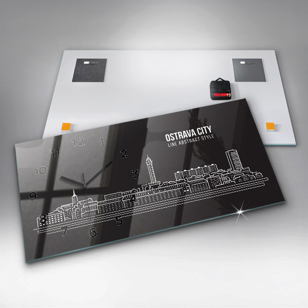 Horizontálne hodiny Kresba mesta Ostrava