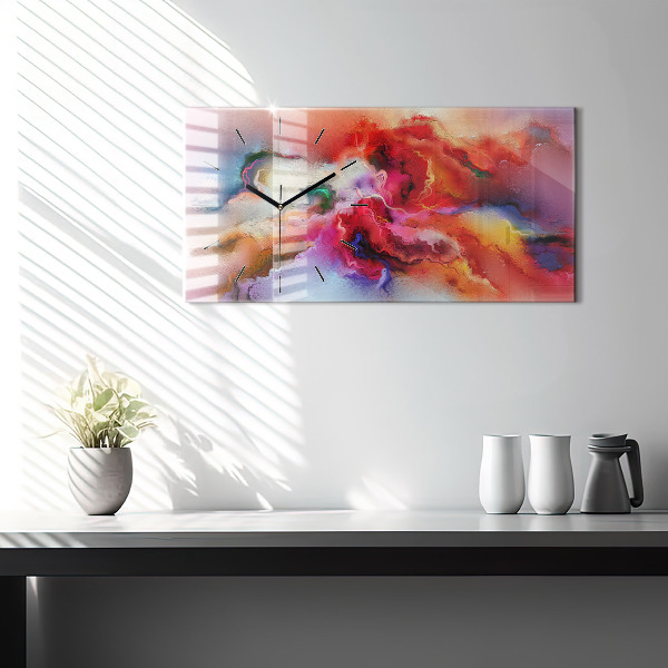 Horizontálne hodiny Rozliate farby