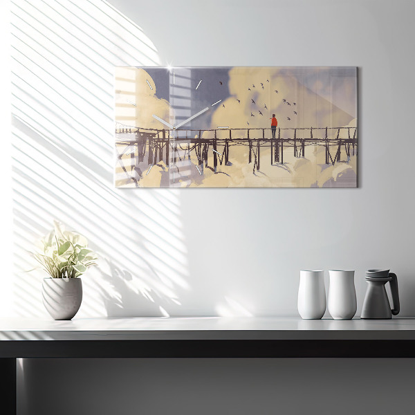 Horizontálne hodiny Muž na starom moste