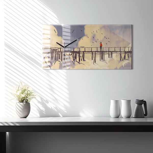 Horizontálne hodiny Muž na starom moste