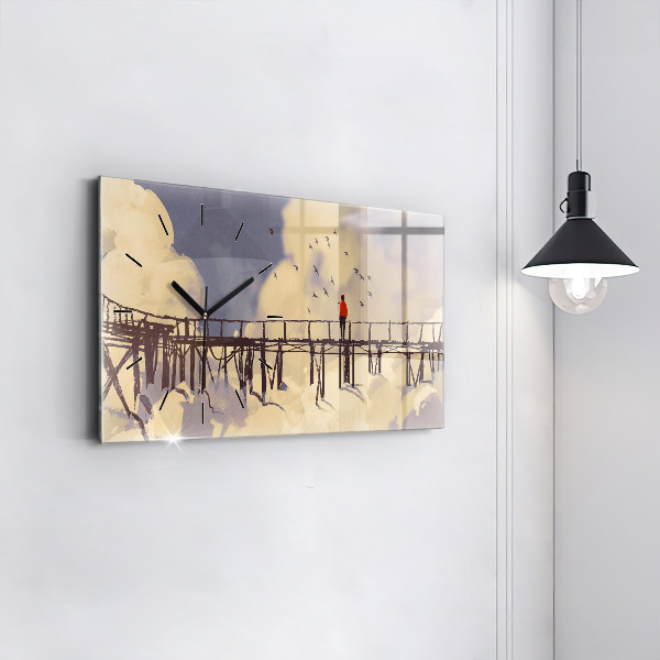 Horizontálne hodiny Muž na starom moste