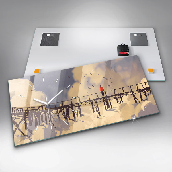 Horizontálne hodiny Muž na starom moste