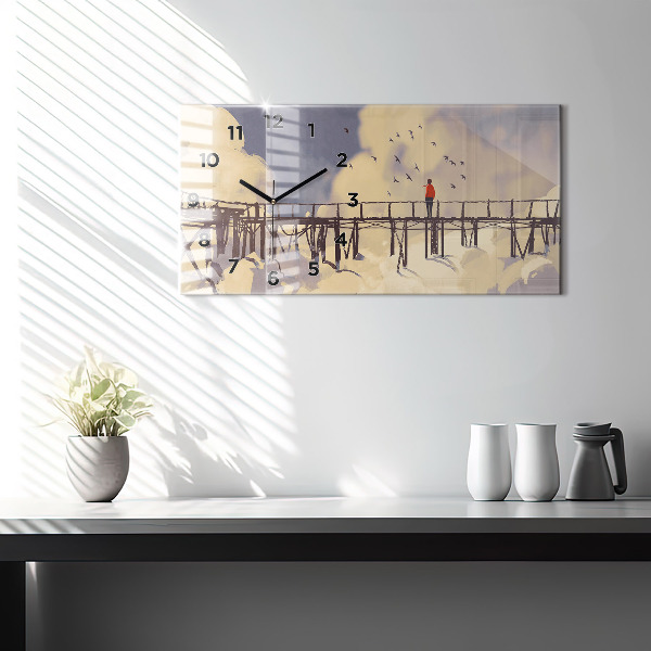 Horizontálne hodiny Muž na starom moste