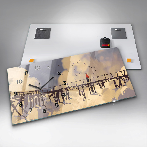 Horizontálne hodiny Muž na starom moste