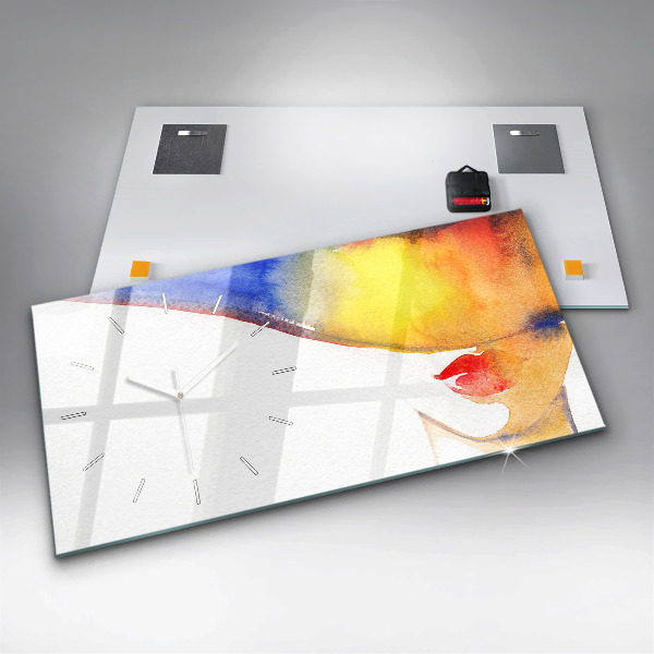 Horizontálne hodiny Žena v klobúku