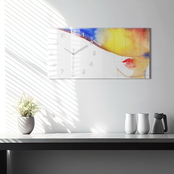 Horizontálne hodiny Žena v klobúku