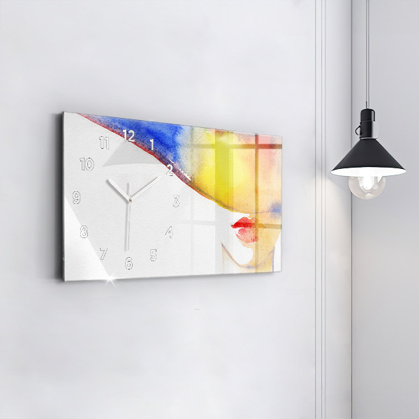 Horizontálne hodiny Žena v klobúku