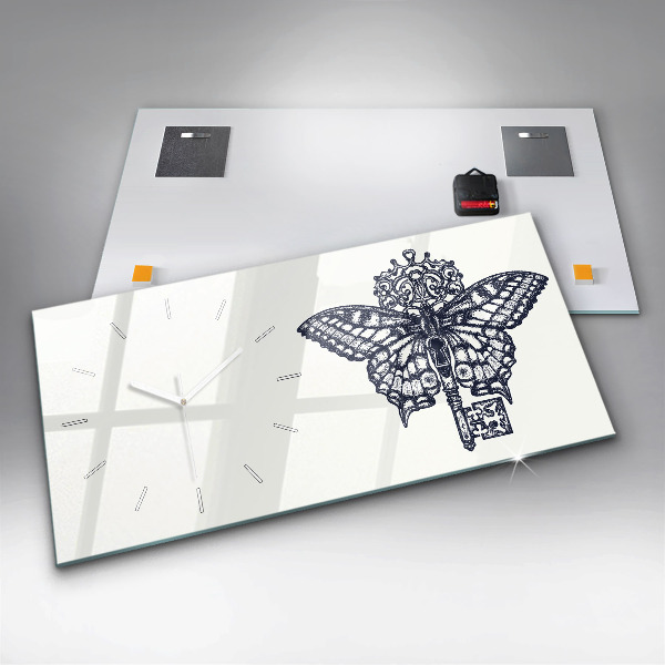 Horizontálne hodiny Motýľ a kľúčový boho štýl