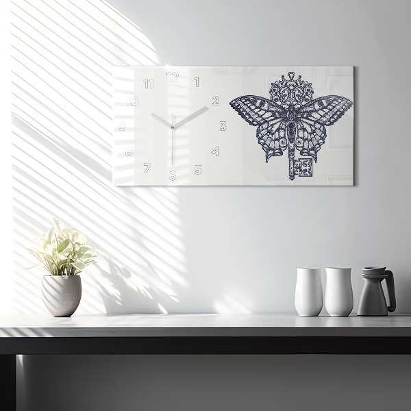Horizontálne hodiny Motýľ a kľúčový boho štýl