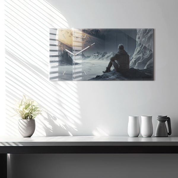 Horizontálne hodiny Človek Vesmírna planéta