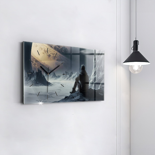 Horizontálne hodiny Človek Vesmírna planéta