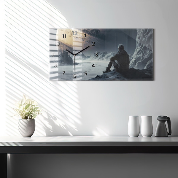 Horizontálne hodiny Človek Vesmírna planéta