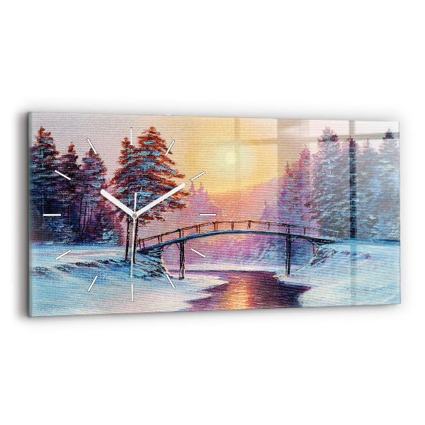 Horizontálne hodiny Vianočný stromček a most