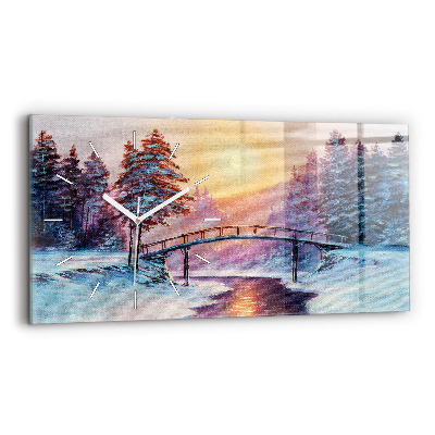 Horizontálne hodiny Vianočný stromček a most