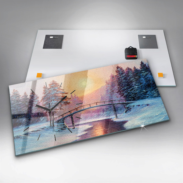 Horizontálne hodiny Vianočný stromček a most