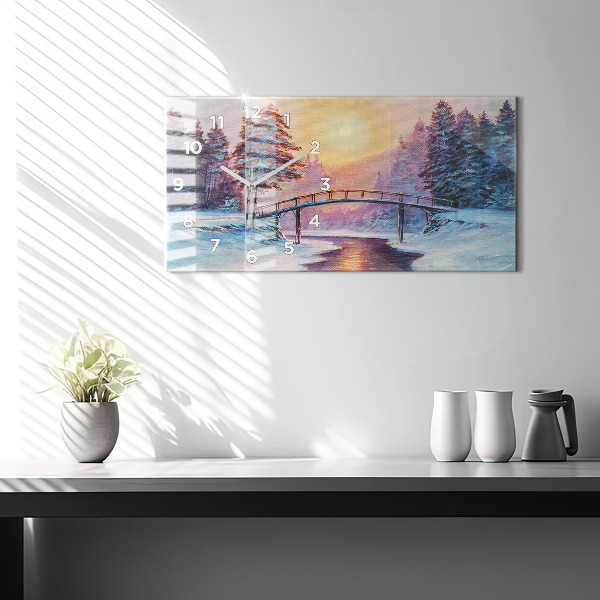 Horizontálne hodiny Vianočný stromček a most