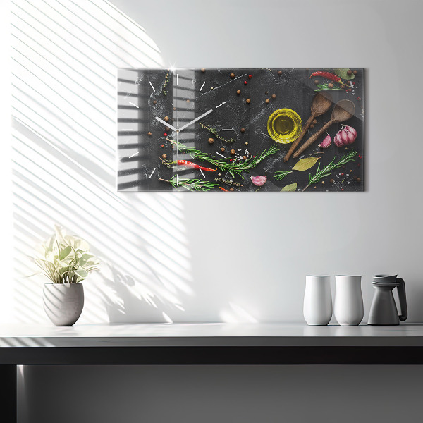 Horizontálne hodiny Korenie na pulte