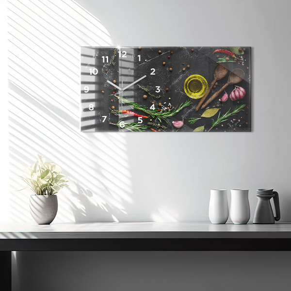 Horizontálne hodiny Korenie na pulte